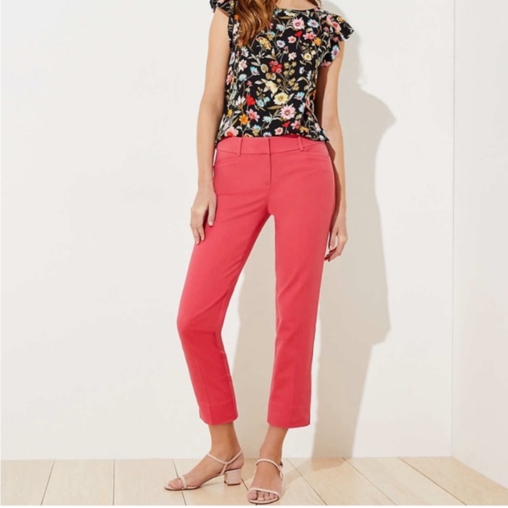 Ann Taylor LOFT Riviera Julie Fit High Rise Ankle Pants Business Stretch Pink 8
